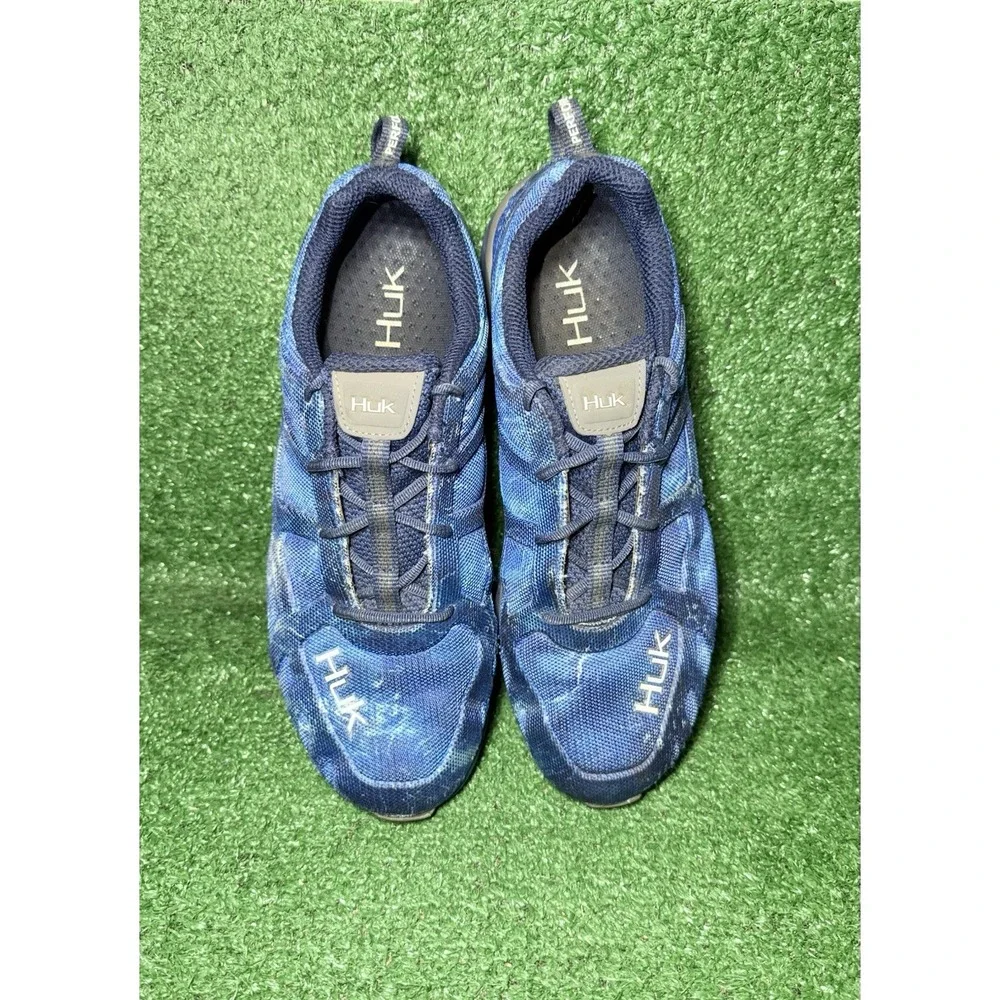 Huk Mens Size 13 Attack Performance Camo Blue Fishing Shoes Casual Sneakers